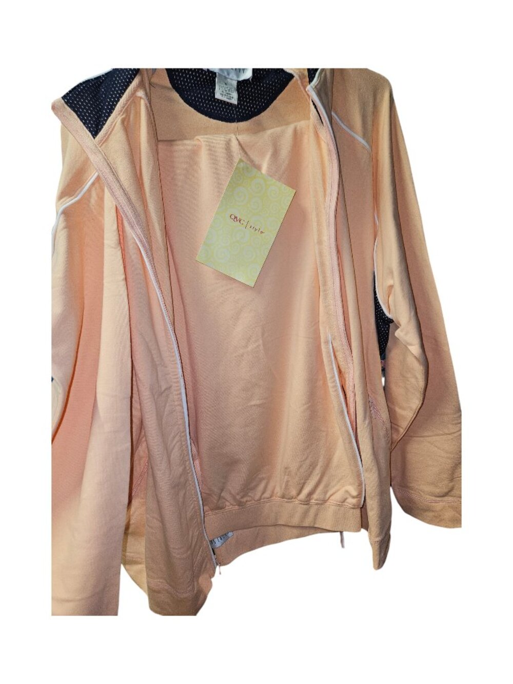 QVC Sport Savvy Peach Zip-Up Jacket & Pants Loungewear Set